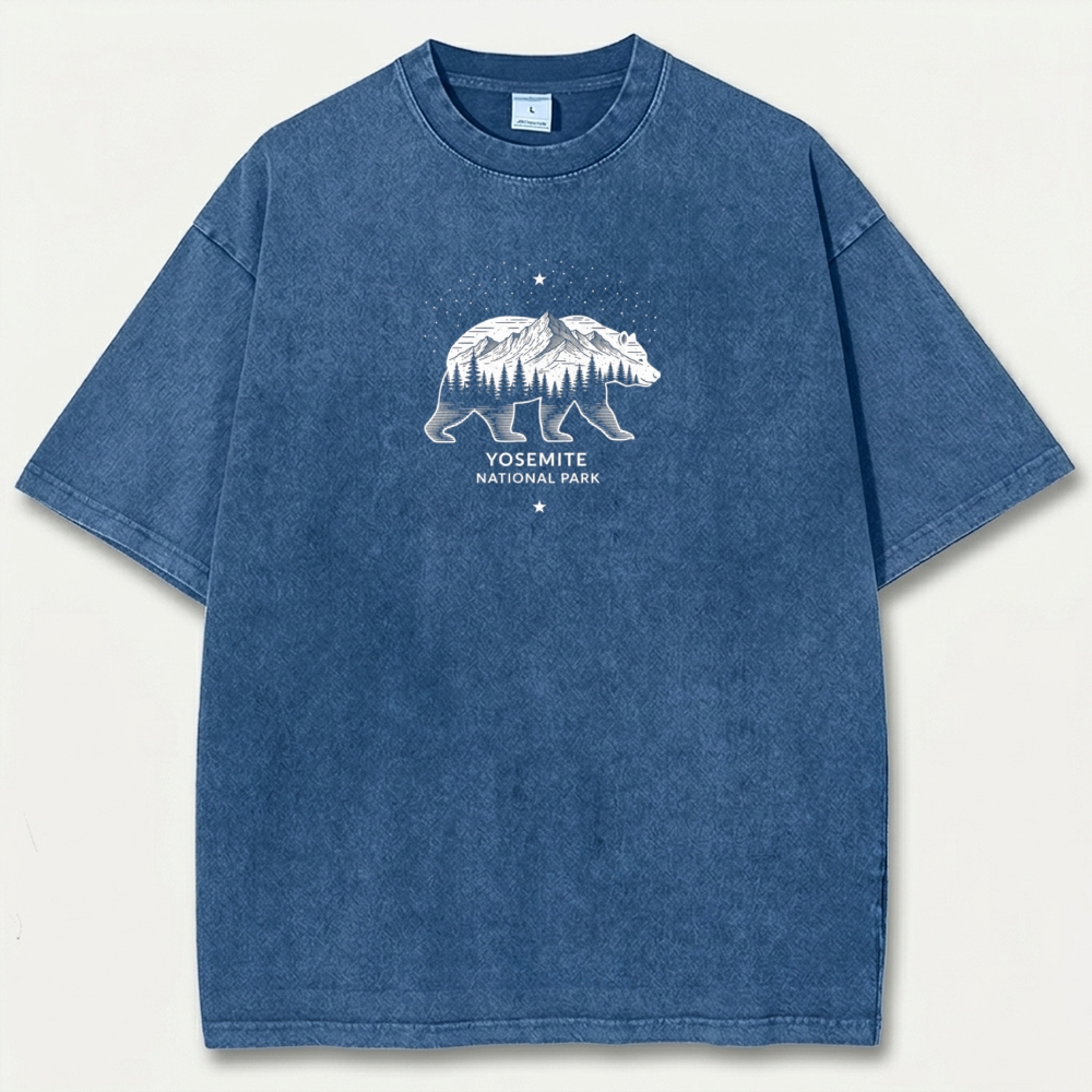 Yosemite National Park Vintage Organic Cotton Bear Tee-HikeVista