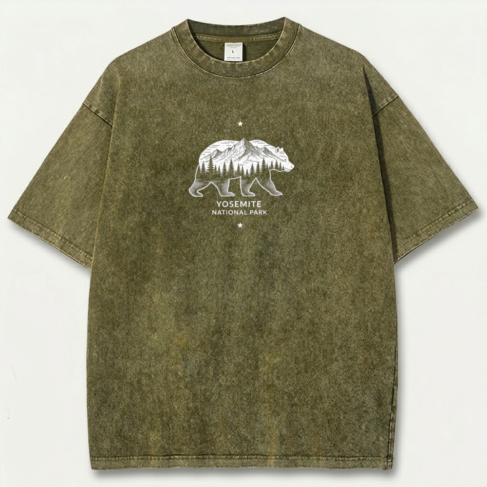 Yosemite National Park Vintage Organic Cotton Bear Tee-HikeVista
