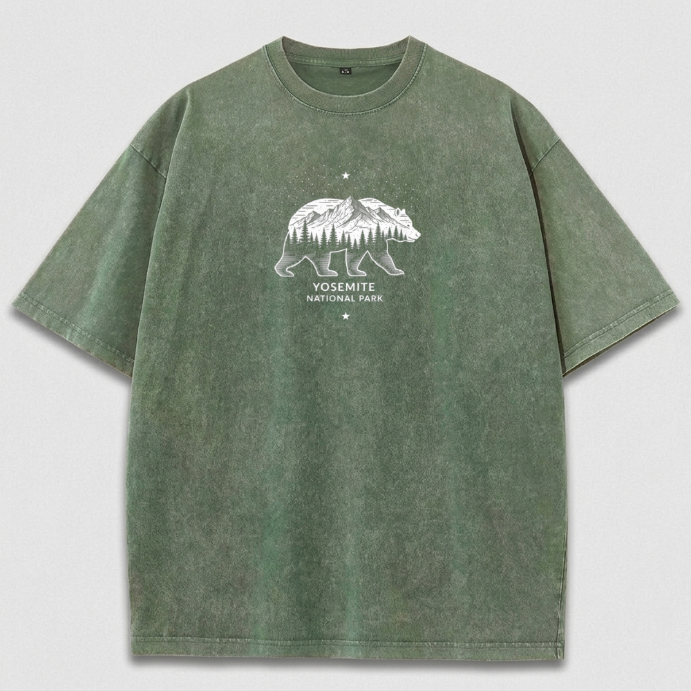 Yosemite National Park Vintage Organic Cotton Bear Tee-HikeVista