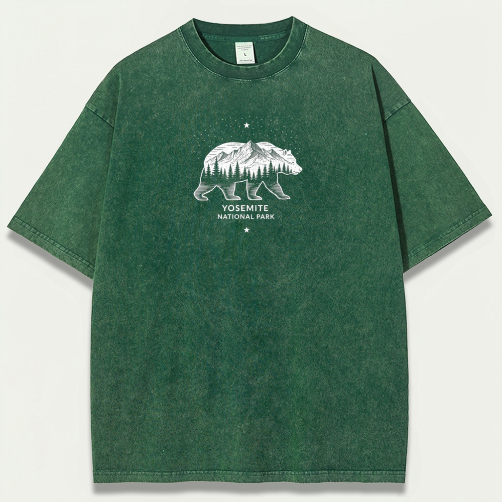 Yosemite National Park Vintage Organic Cotton Bear Tee-HikeVista