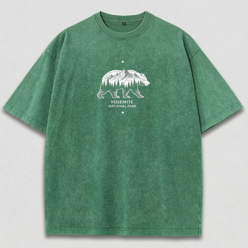 Yosemite National Park Vintage Organic Cotton Bear Tee-HikeVista