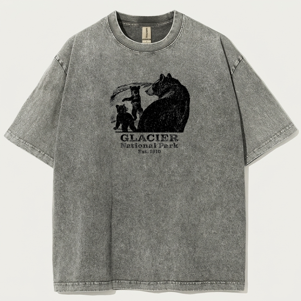 Glacier National Park Vintage Organic Cotton Bear Tee-HikeVista