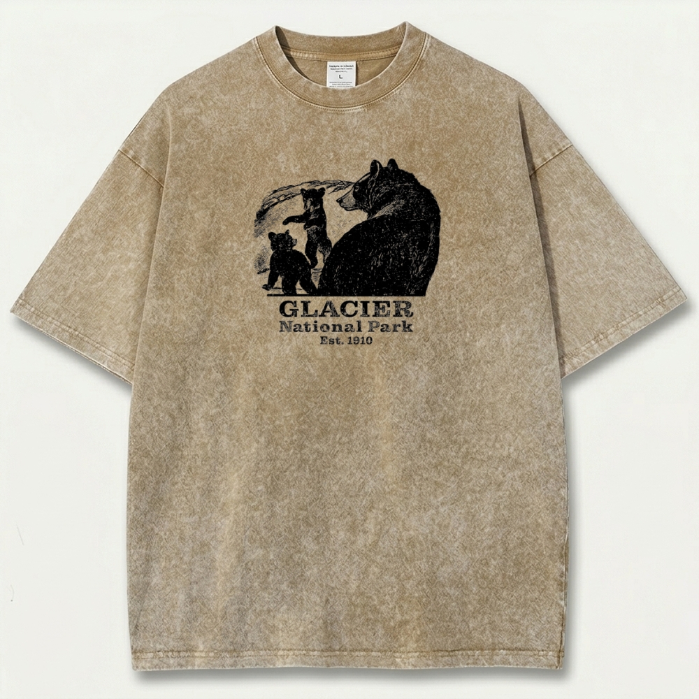 Glacier National Park Vintage Organic Cotton Bear Tee-HikeVista