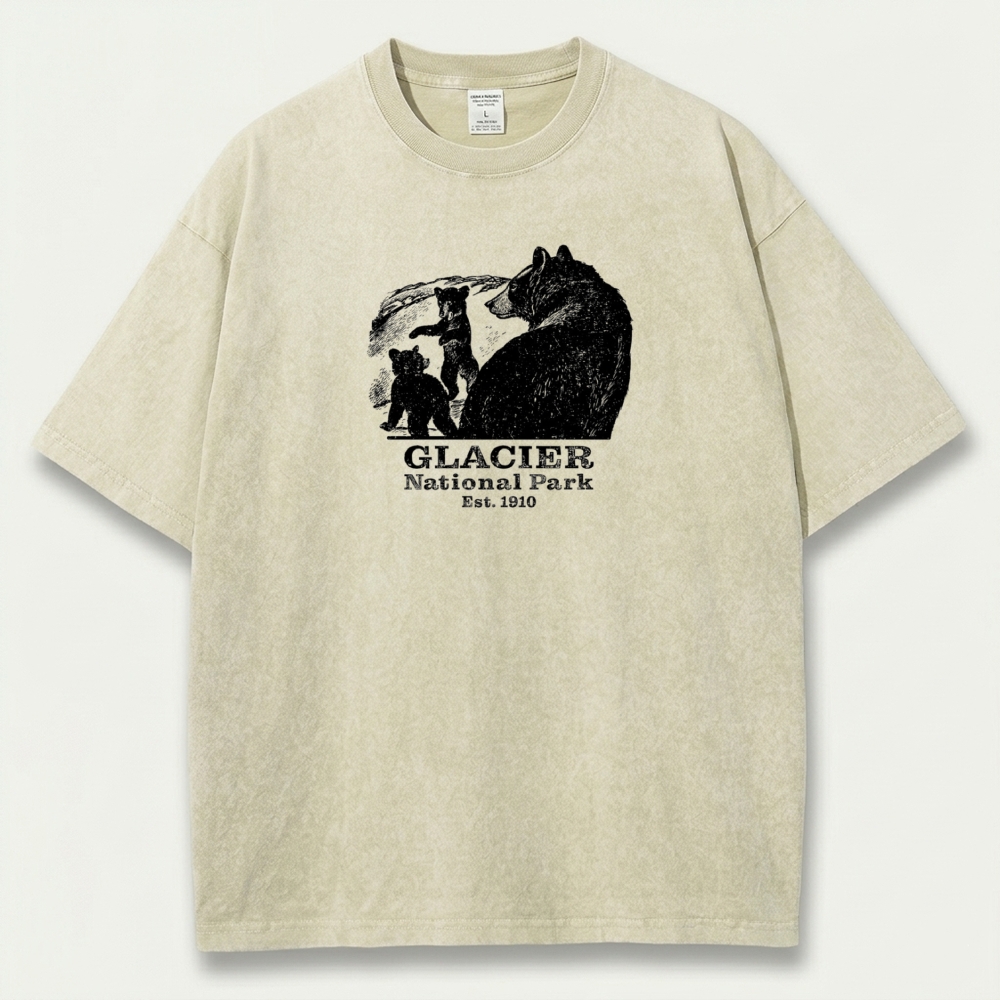 Glacier National Park Vintage Organic Cotton Bear Tee-HikeVista