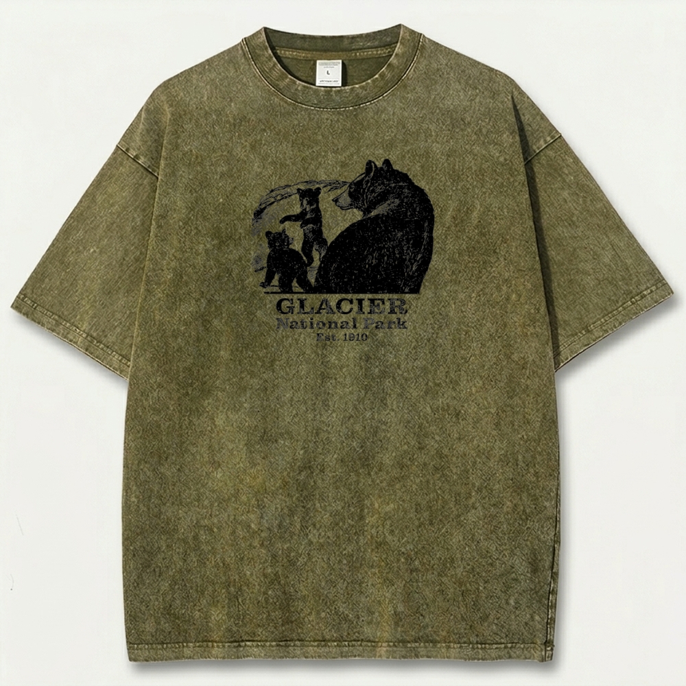 Glacier National Park Vintage Organic Cotton Bear Tee-HikeVista