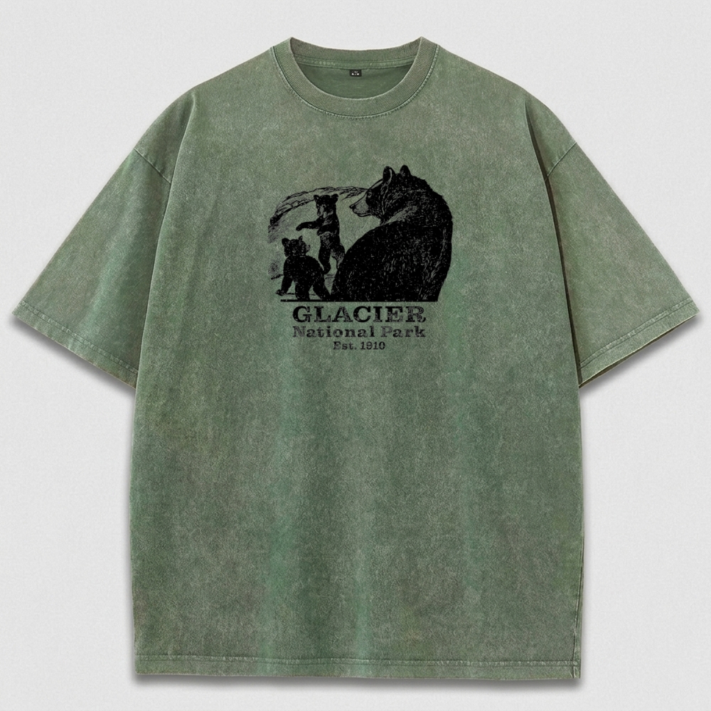 Glacier National Park Vintage Organic Cotton Bear Tee-HikeVista
