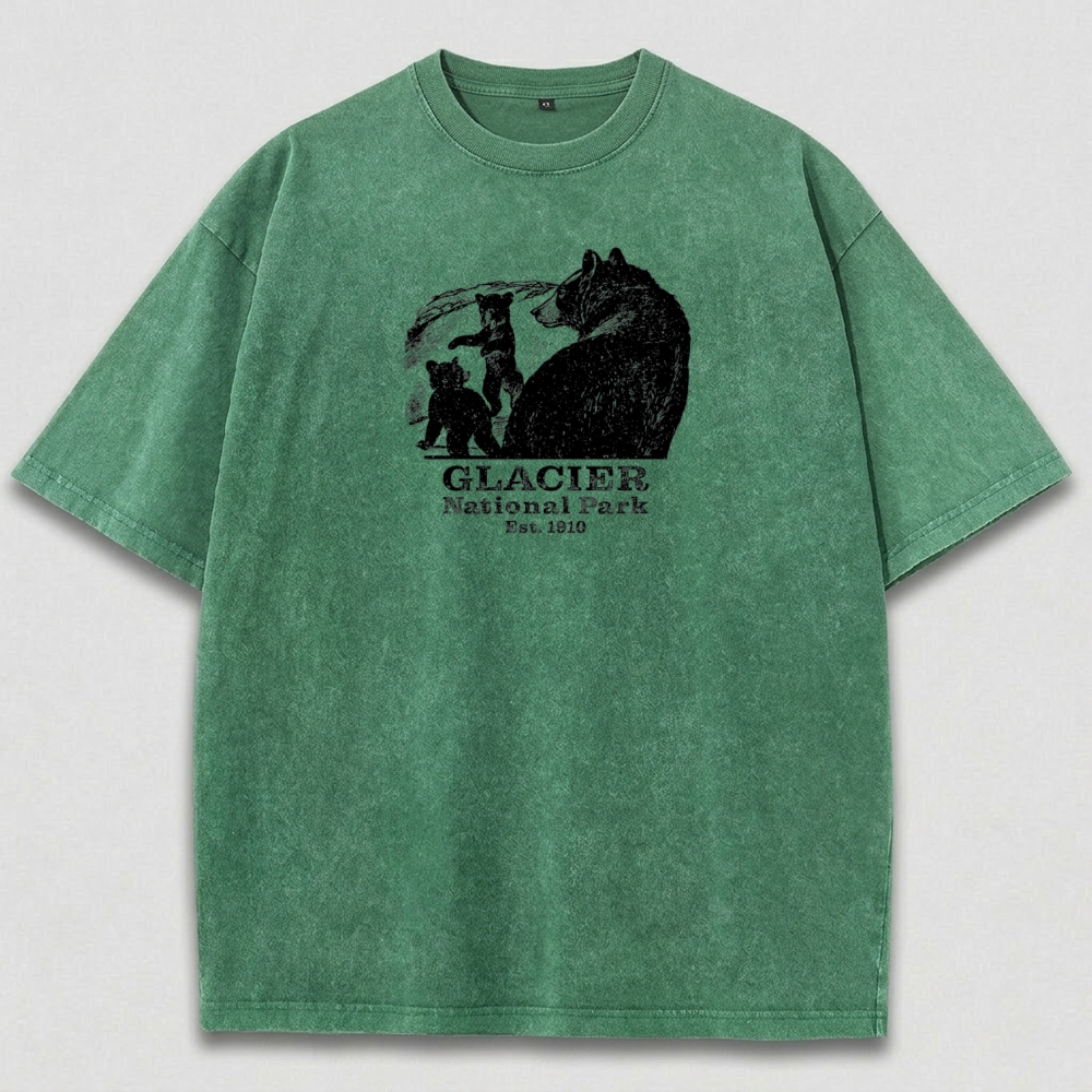 Glacier National Park Vintage Organic Cotton Bear Tee-HikeVista