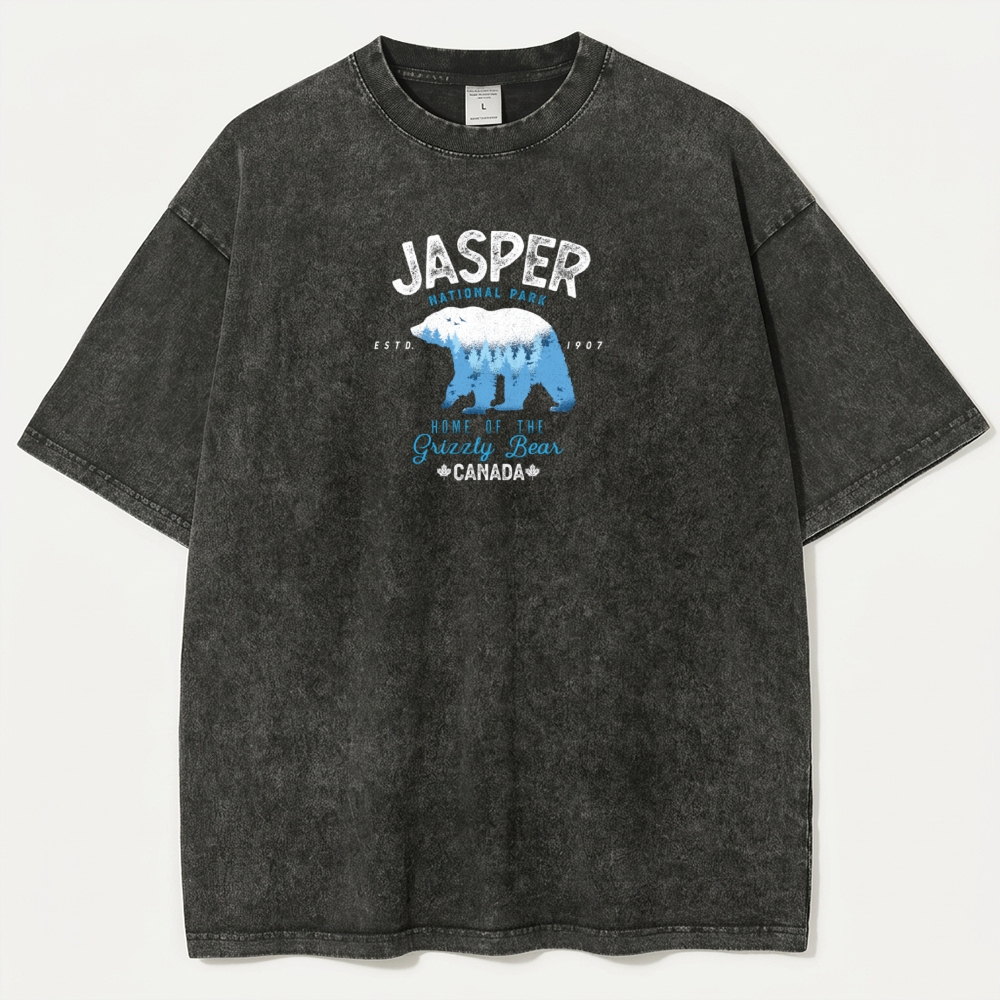 Jasper National Park Vintage Organic Cotton Bear Tee-HikeVista