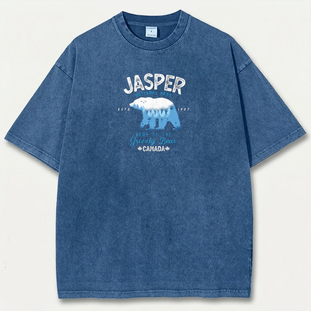 Jasper National Park Vintage Organic Cotton Bear Tee-HikeVista