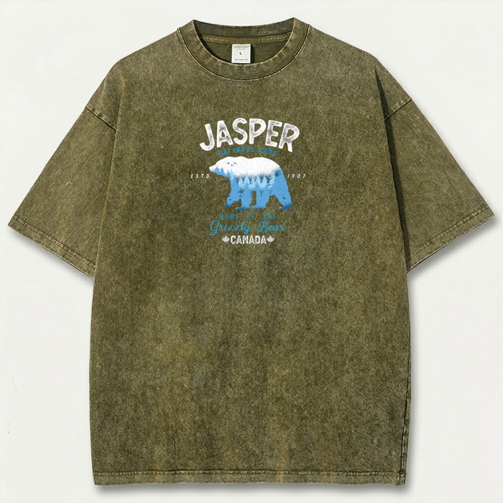 Jasper National Park Vintage Organic Cotton Bear Tee-HikeVista