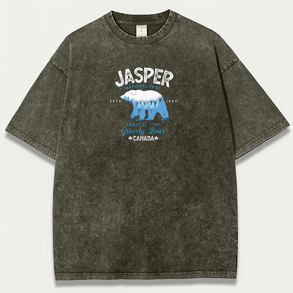 Jasper National Park Vintage Organic Cotton Bear Tee-HikeVista
