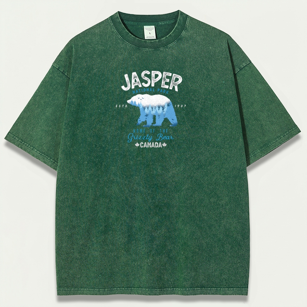 Jasper National Park Vintage Organic Cotton Bear Tee-HikeVista