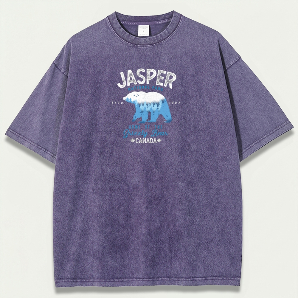 Jasper National Park Vintage Organic Cotton Bear Tee-HikeVista