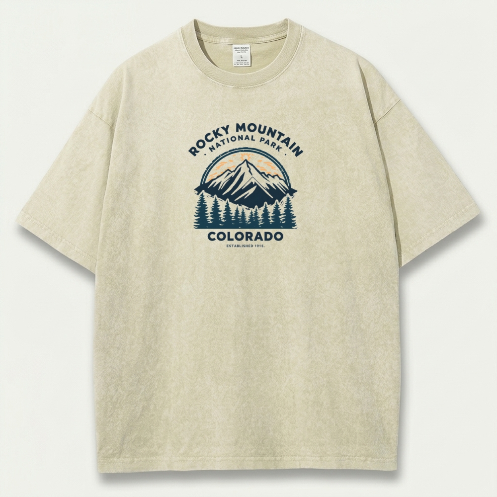 Rocky Mountains Vintage Organic Cotton Trail Tee-HikeVista