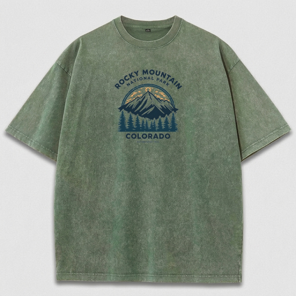 Rocky Mountains Vintage Organic Cotton Trail Tee-HikeVista