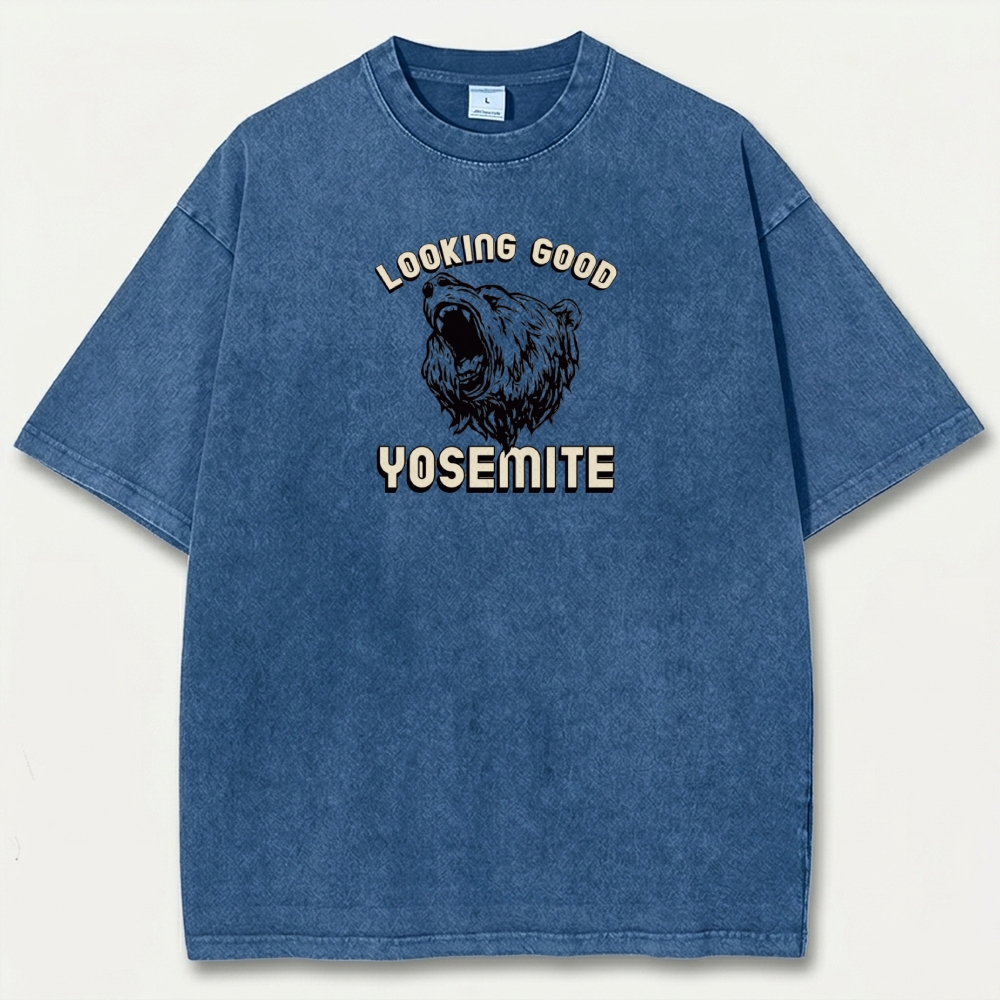 Yosemite National Park Vintage Organic Cotton Bear Tee-HikeVista