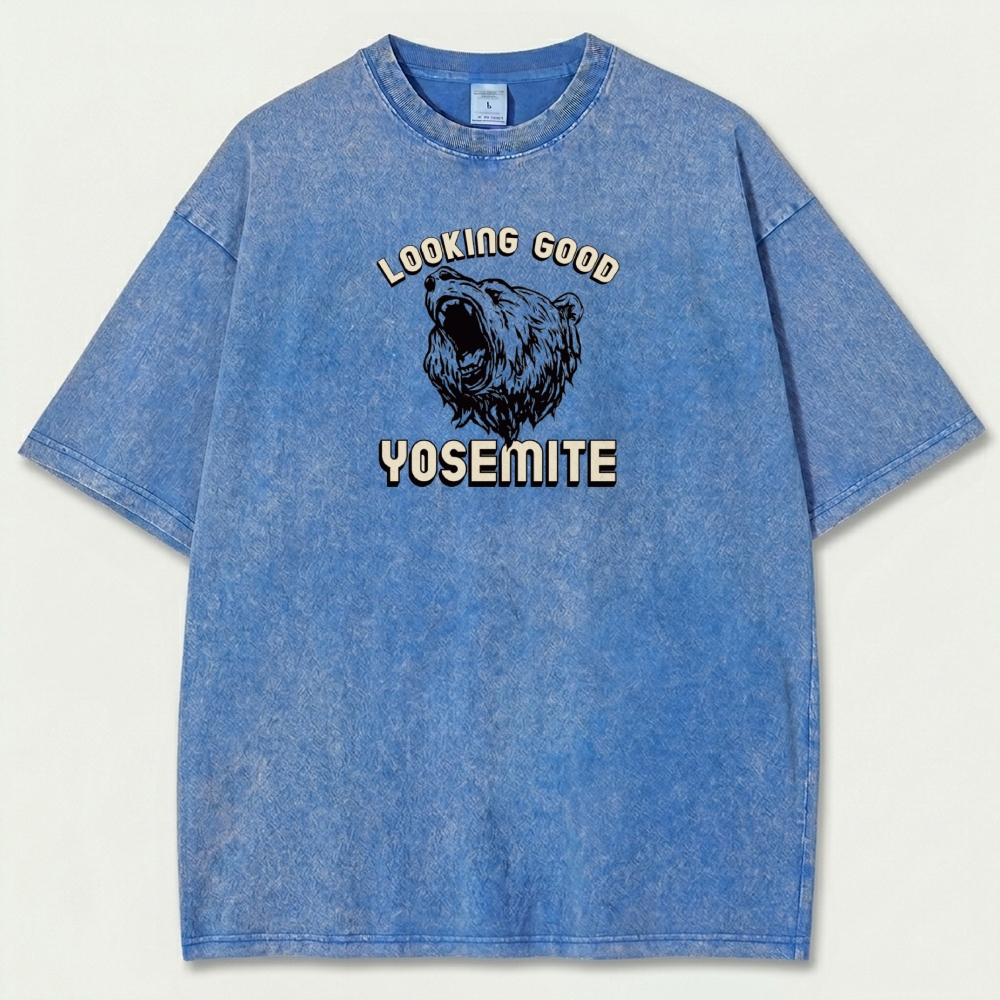 Yosemite National Park Vintage Organic Cotton Bear Tee-HikeVista