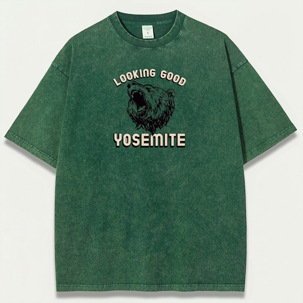 Yosemite National Park Vintage Organic Cotton Bear Tee-HikeVista