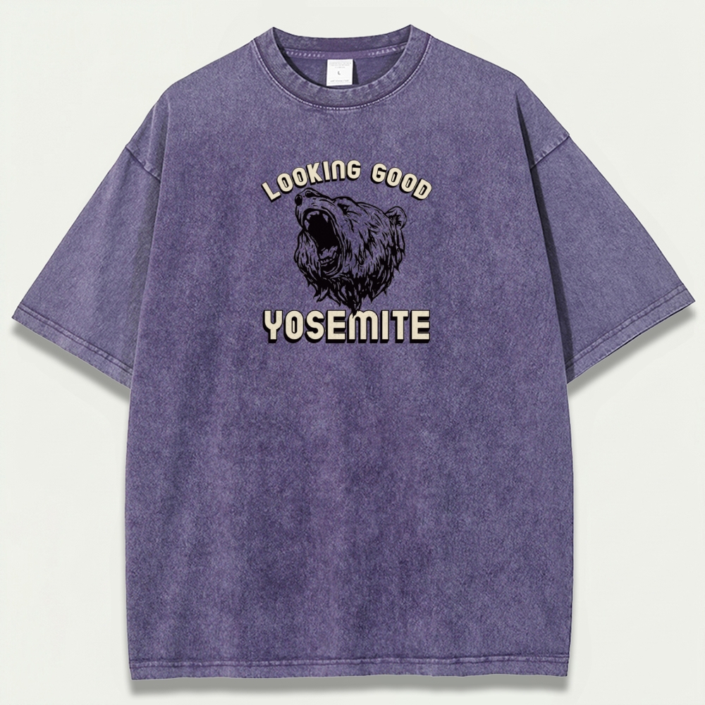 Yosemite National Park Vintage Organic Cotton Bear Tee-HikeVista