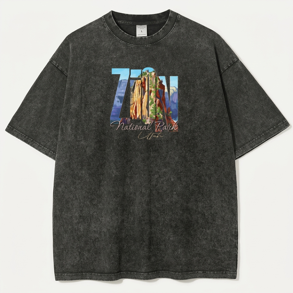 Zion National Park Vintage Organic Cotton Hiking Tee-HikeVista