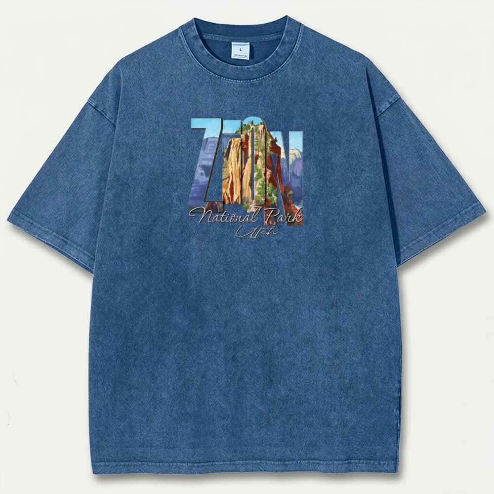 Zion National Park Vintage Organic Cotton Hiking Tee-HikeVista