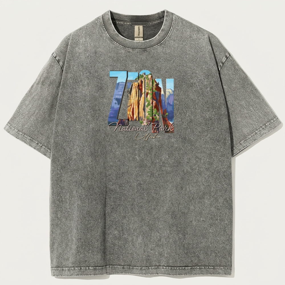 Zion National Park Vintage Organic Cotton Hiking Tee-HikeVista