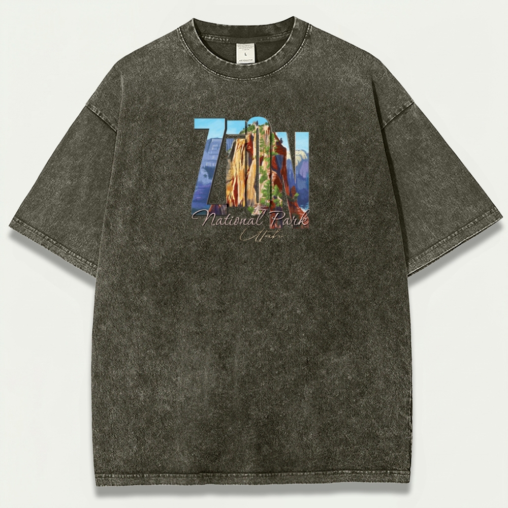 Zion National Park Vintage Organic Cotton Hiking Tee-HikeVista