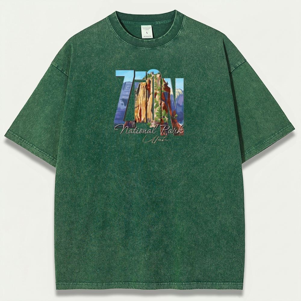 Zion National Park Vintage Organic Cotton Hiking Tee-HikeVista
