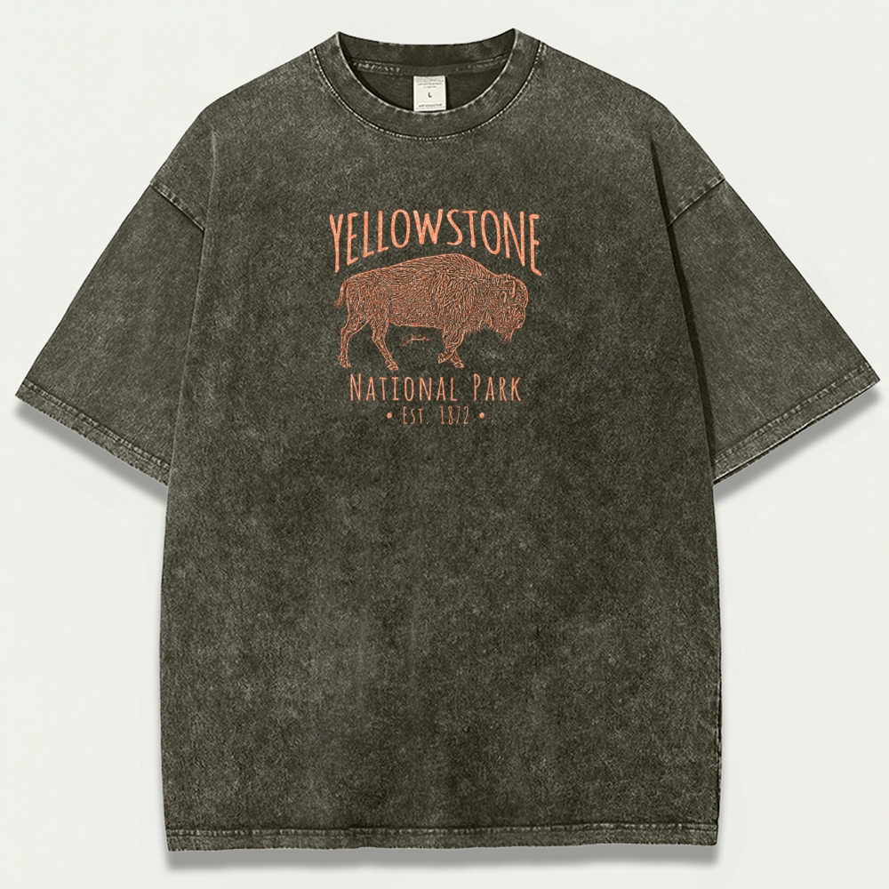 Yellowstone National Park Vintage Organic Cotton Hiking Tee-HikeVista