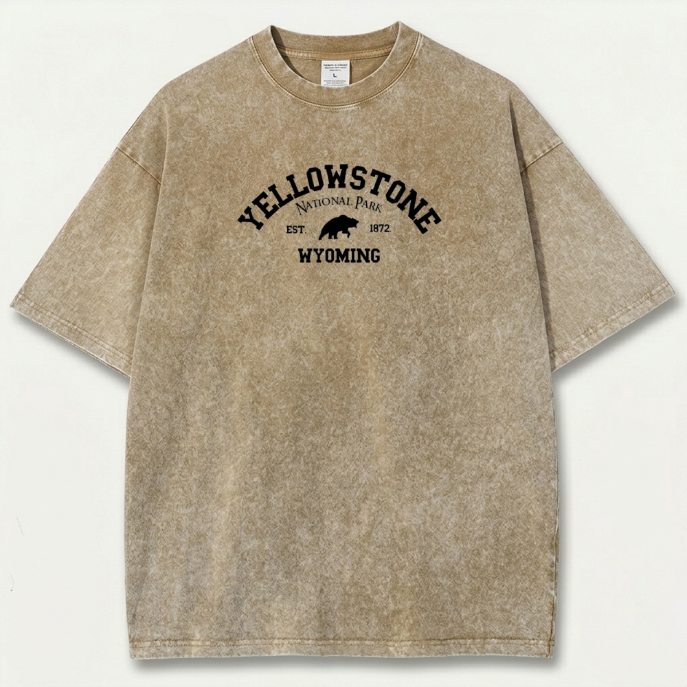 Yellowstone National Park Vintage Organic Cotton Hiking Tee-HikeVista