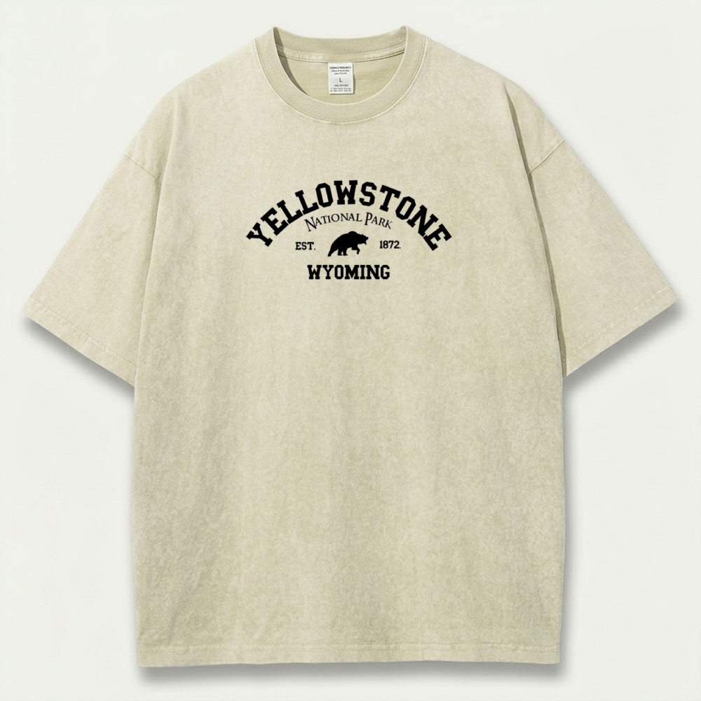 Yellowstone National Park Vintage Organic Cotton Hiking Tee-HikeVista