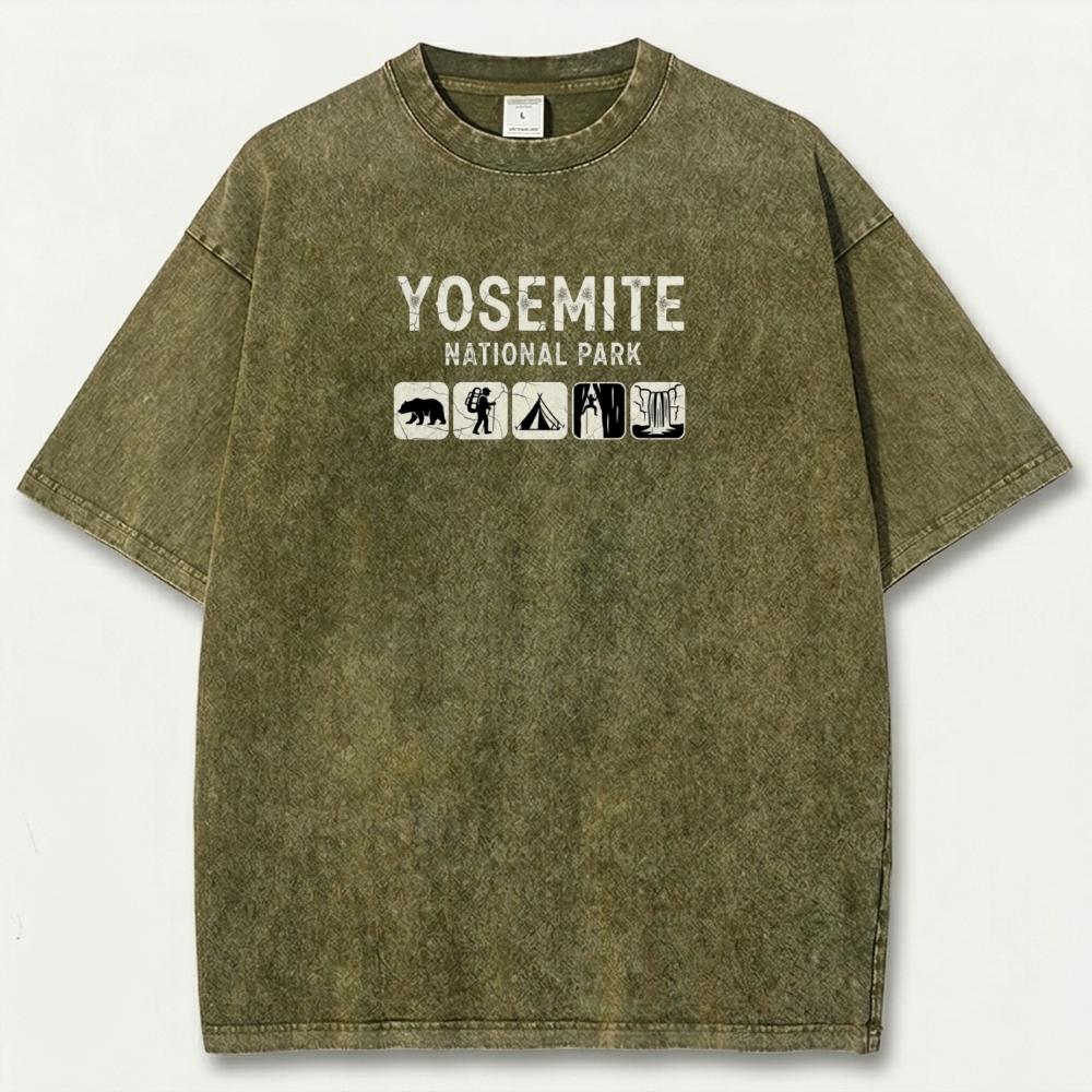 Yosemite National Park Vintage Organic Cotton Hiking Tee-HikeVista