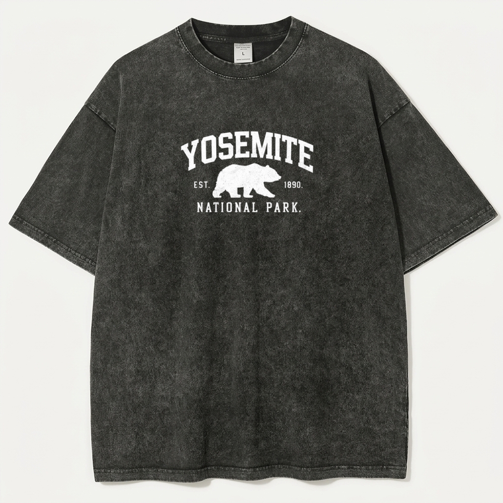 Yosemite National Park Vintage Organic Cotton Bear Tee-HikeVista