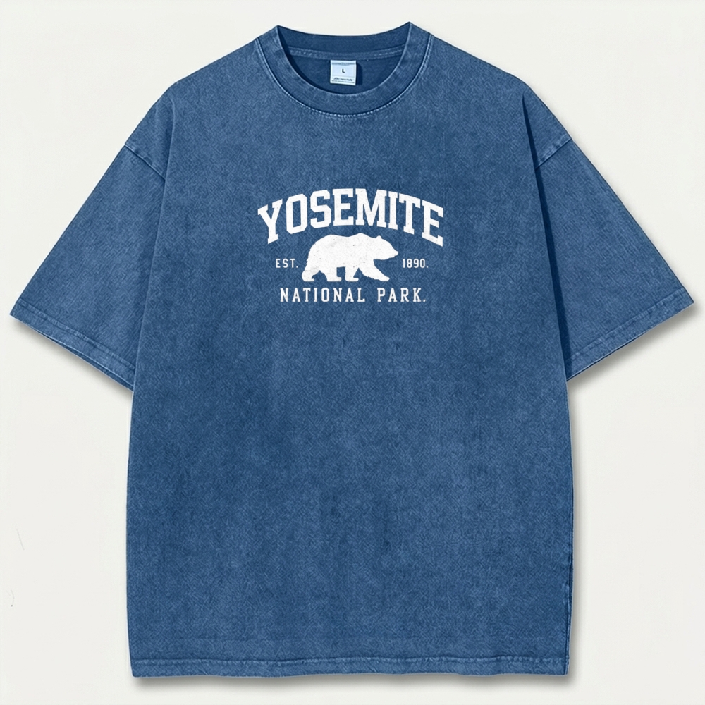 Yosemite National Park Vintage Organic Cotton Bear Tee-HikeVista