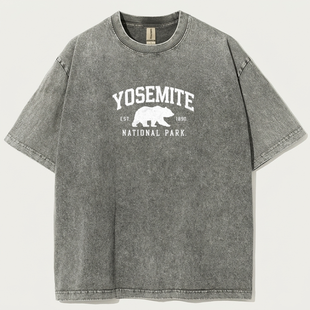 Yosemite National Park Vintage Organic Cotton Bear Tee-HikeVista