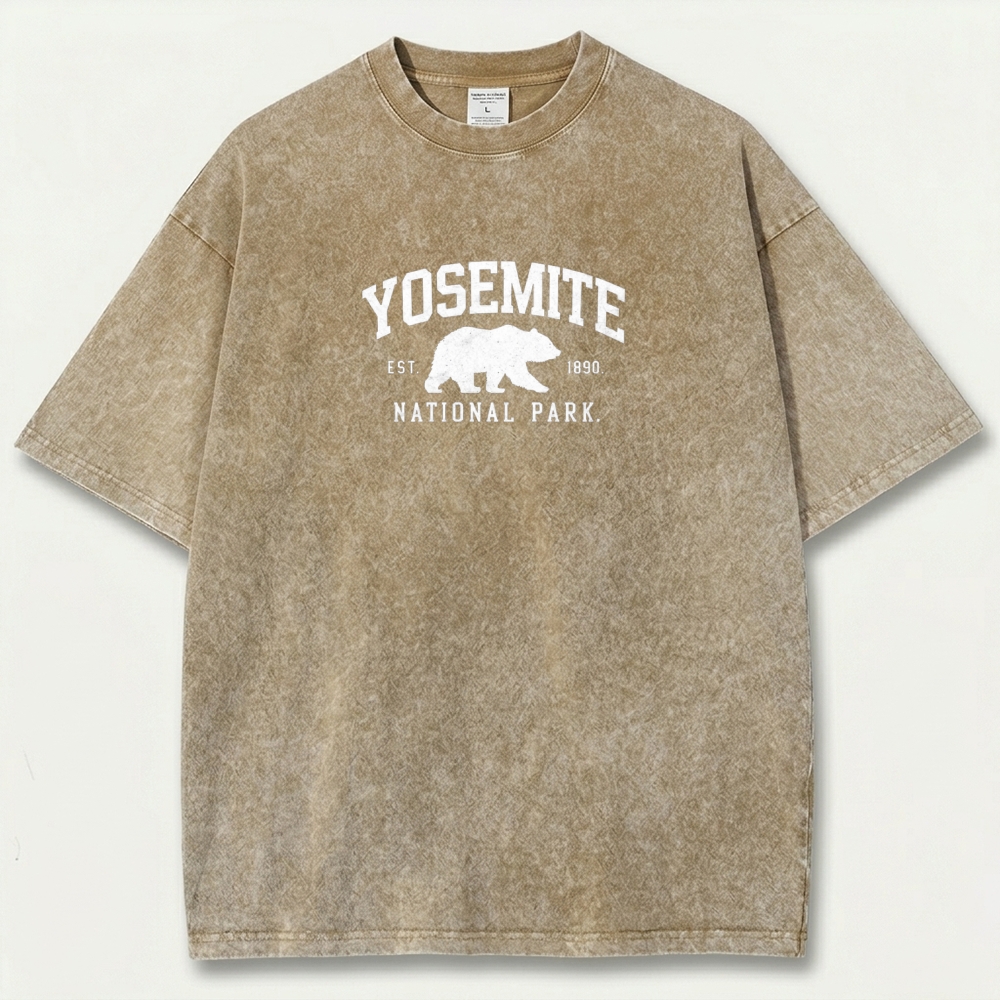 Yosemite National Park Vintage Organic Cotton Bear Tee-HikeVista