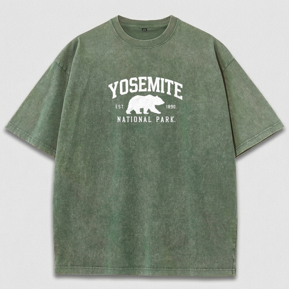 Yosemite National Park Vintage Organic Cotton Bear Tee-HikeVista