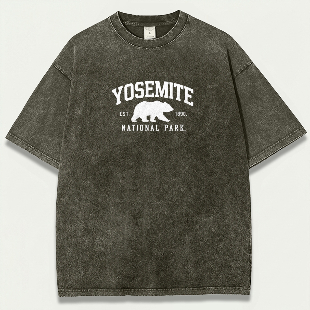 Yosemite National Park Vintage Organic Cotton Bear Tee-HikeVista