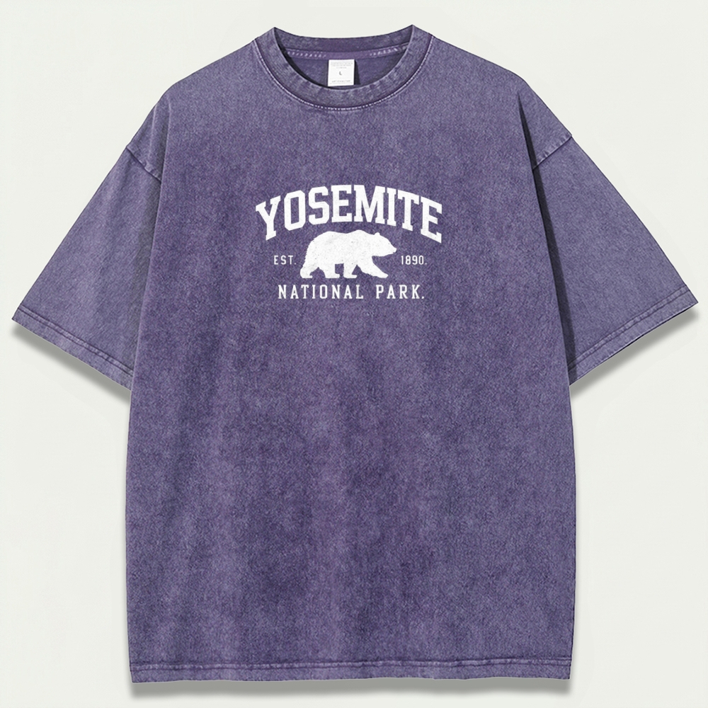 Yosemite National Park Vintage Organic Cotton Bear Tee-HikeVista
