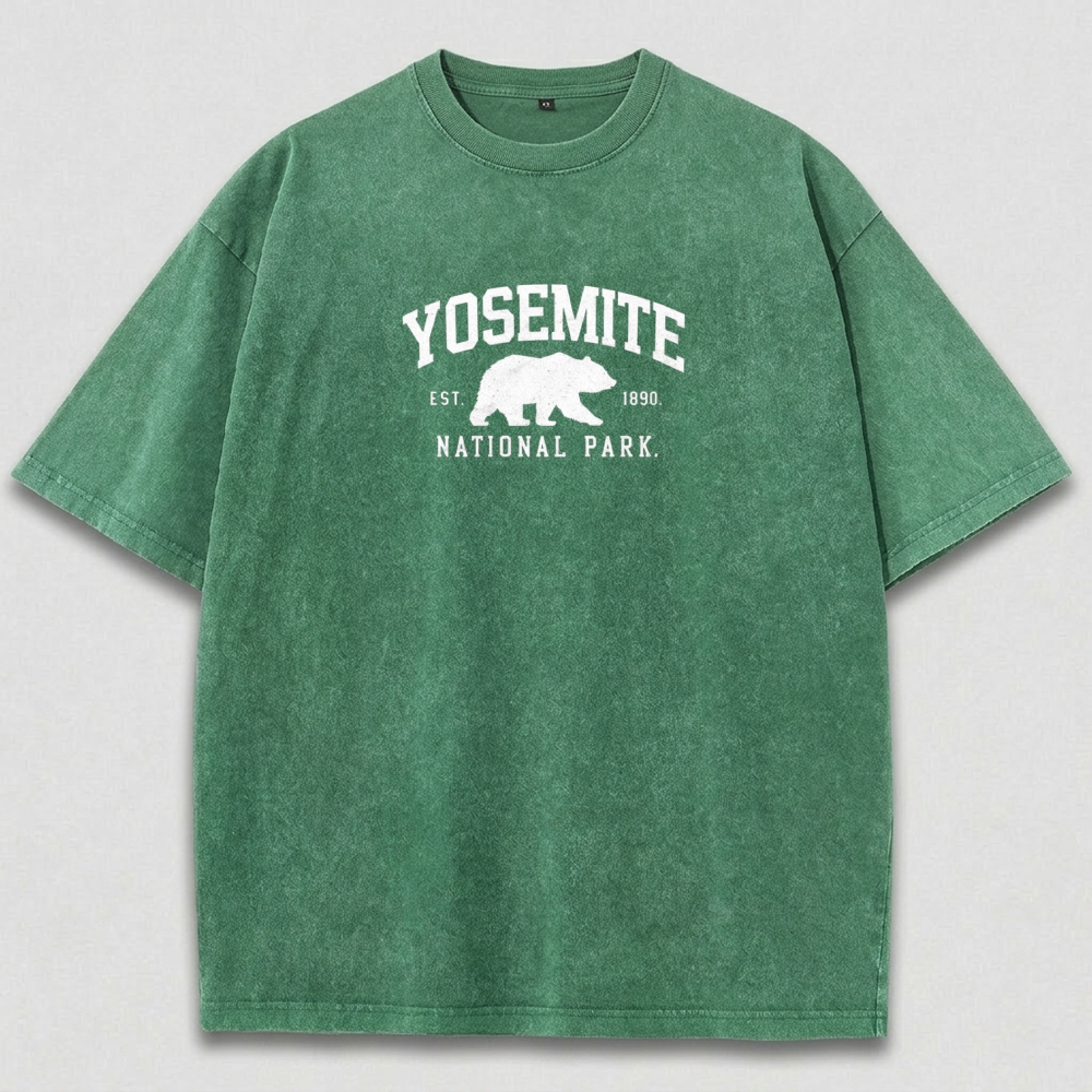 Yosemite National Park Vintage Organic Cotton Bear Tee-HikeVista