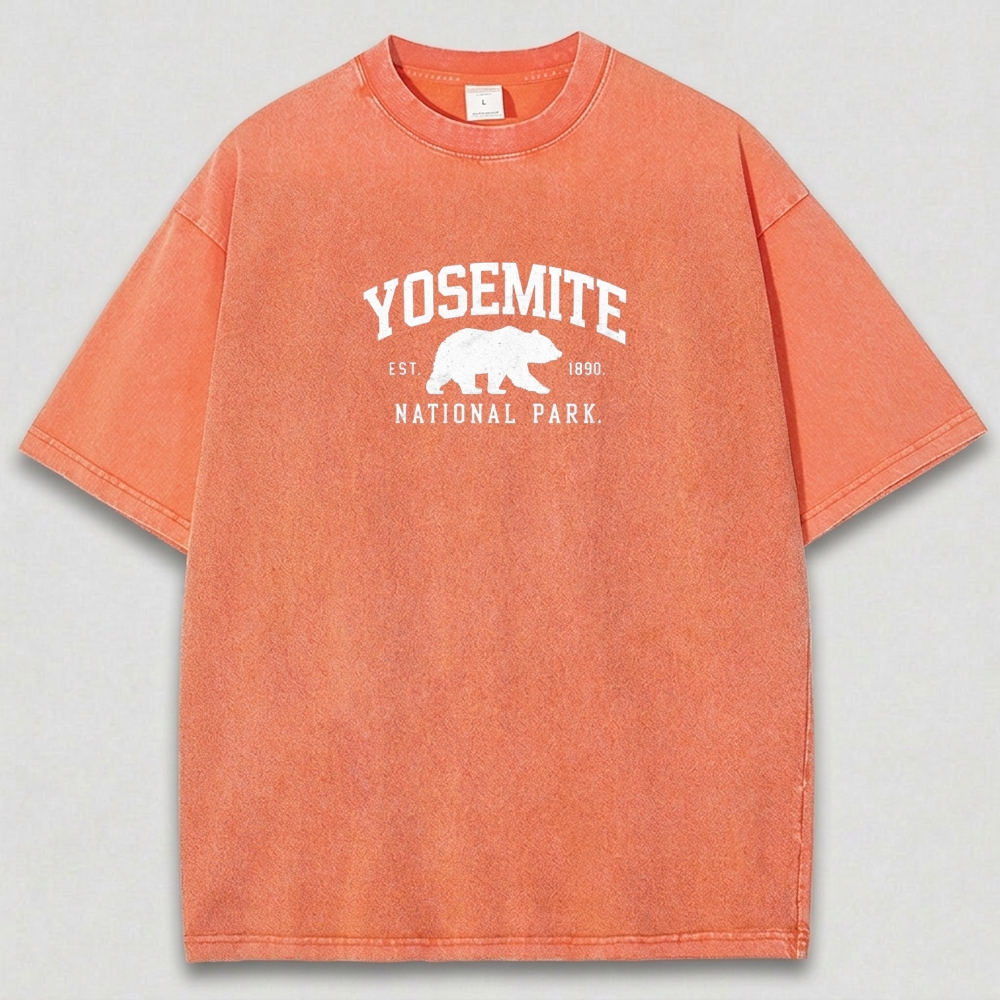 Yosemite National Park Vintage Organic Cotton Bear Tee-HikeVista