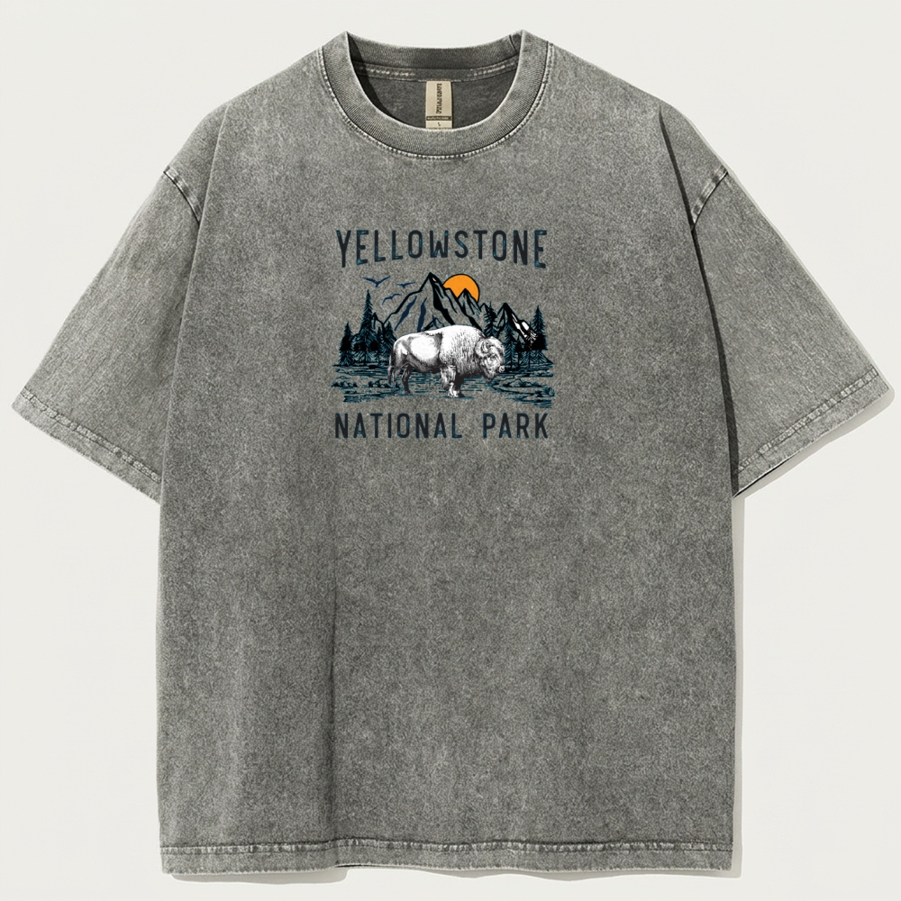 Yellowstone National Park Vintage Organic Cotton Hiking Tee-HikeVista