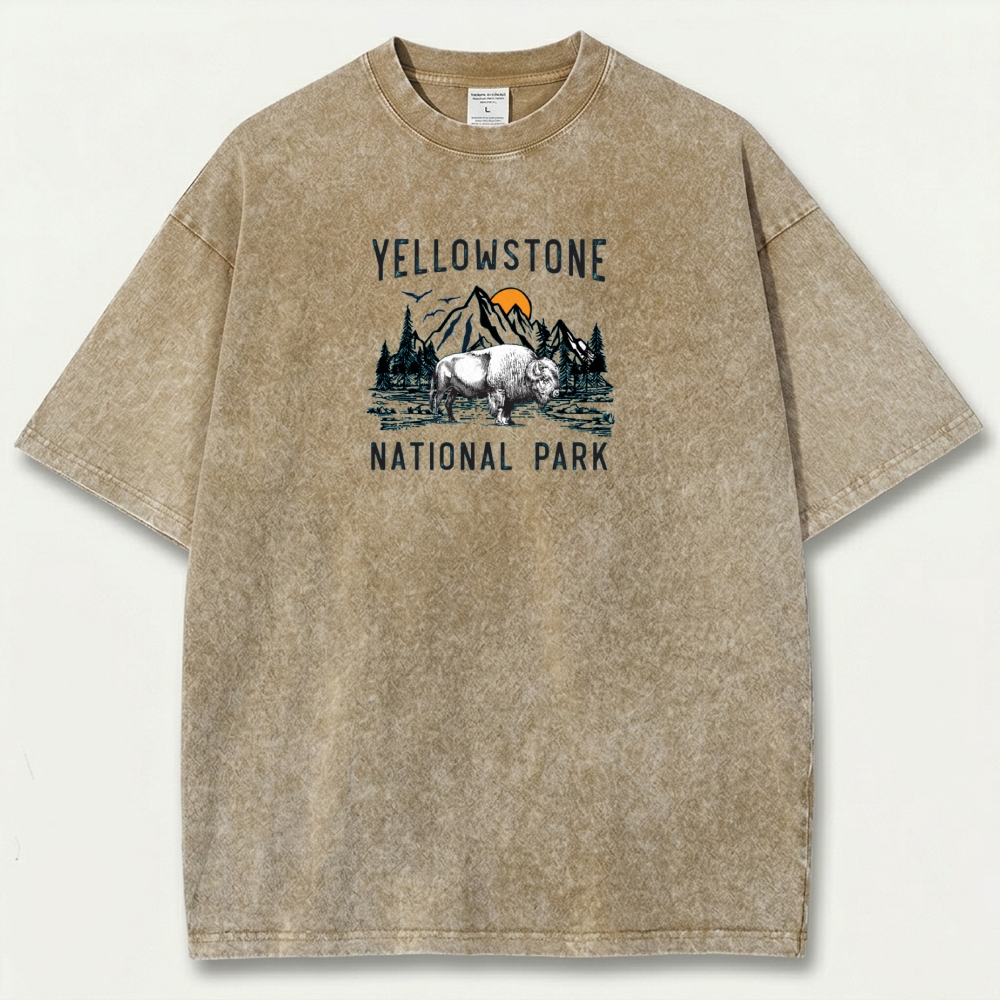 Yellowstone National Park Vintage Organic Cotton Hiking Tee-HikeVista
