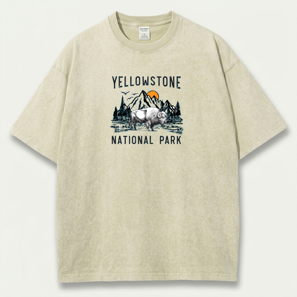 Yellowstone National Park Vintage Organic Cotton Hiking Tee-HikeVista