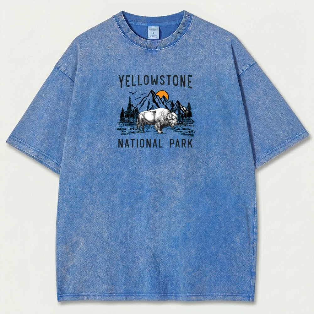 Yellowstone National Park Vintage Organic Cotton Hiking Tee-HikeVista