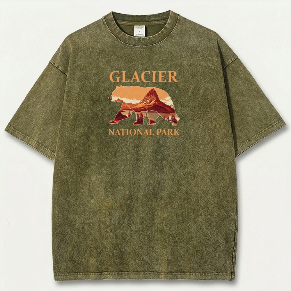 Glacier National Park Vintage Organic Cotton Bear Tee-HikeVista