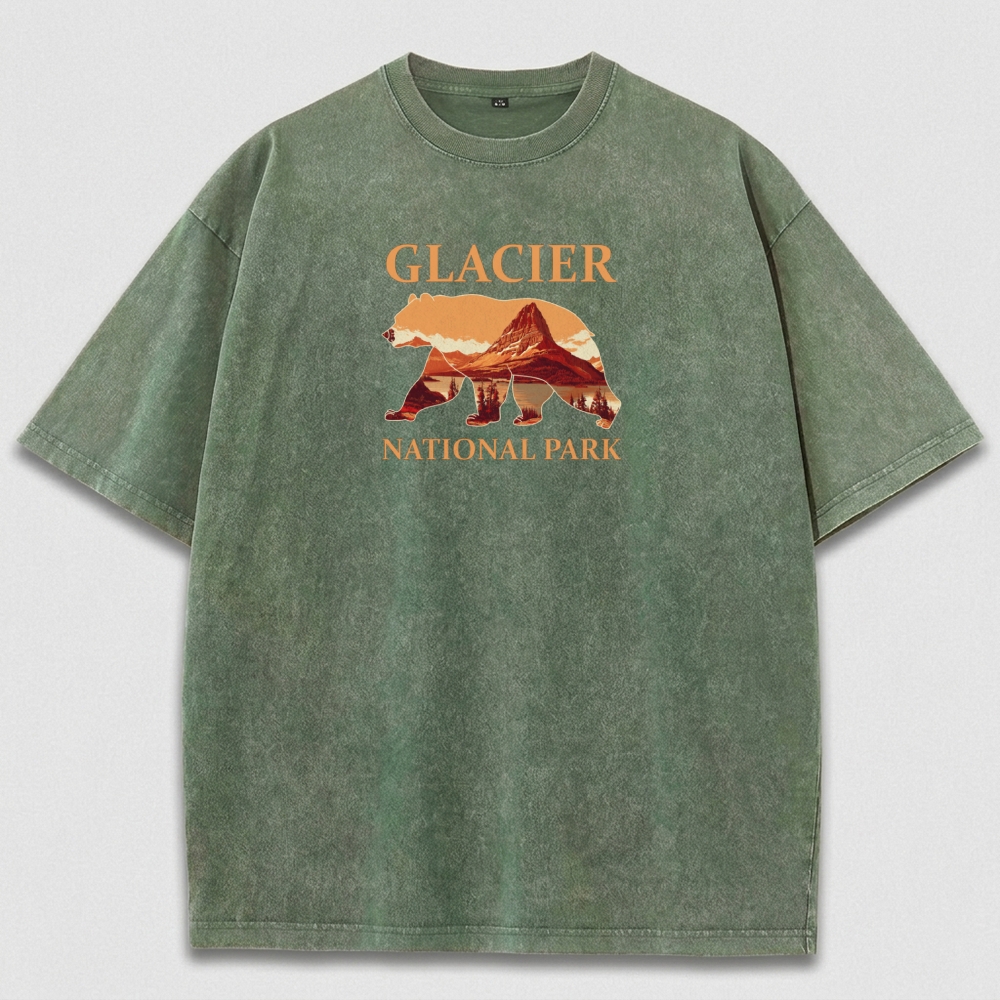 Glacier National Park Vintage Organic Cotton Bear Tee-HikeVista