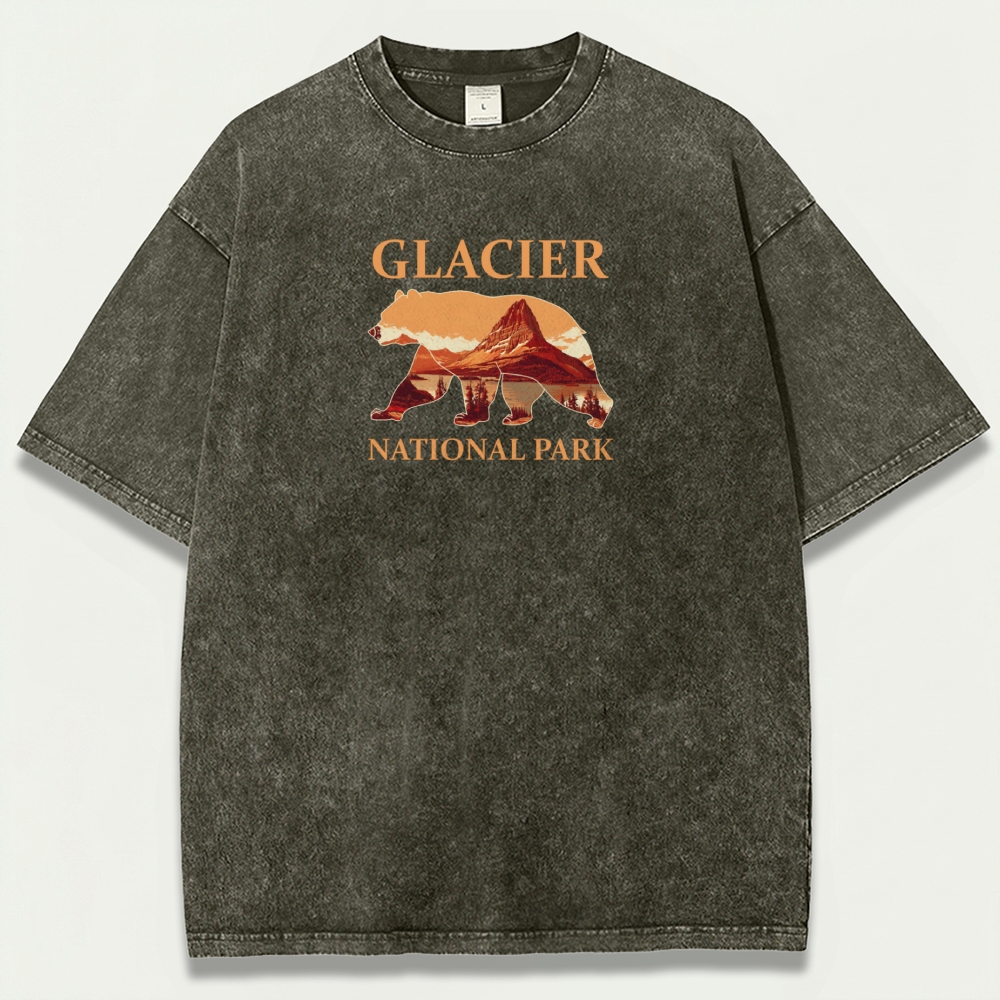 Glacier National Park Vintage Organic Cotton Bear Tee-HikeVista