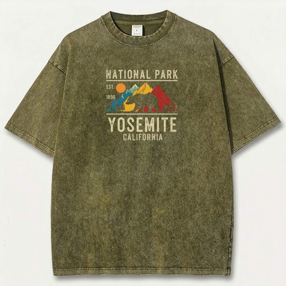 Yosemite National Park Vintage Organic Cotton Hiking Tee-HikeVista