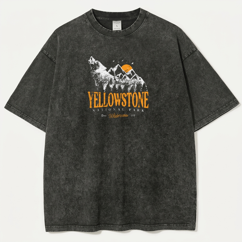 Yellowstone National Park Vintage Organic Cotton Hiking Tee-HikeVista